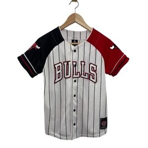 NBA Chicago Bulls Baseball Jersey Youth L 14-16 Pinstripe Colorblock UNK Icer